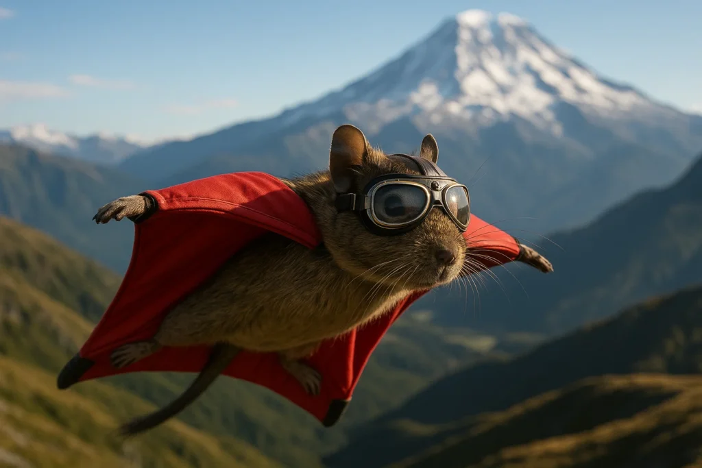 degu wingsuitban repül, az extrém sportokat, mint hobbit reprezentálja